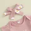 Zestawy odzieży Urodzona niemowlę dziewczynka letnia litera Letter Romper Daisy Shorts Opaska na głowę Zestaw ubrania 3pcs