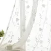 Cortinas bordadas florais brancas de tule, cortinas para sala de estar, voile europeu, cortinas transparentes para quarto, cozinha