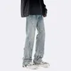 Jeans pour hommes High Street Summer Fashion Hip Hop Y2K Bouton Tendance Pantalon noir Slim Loose Straight Work