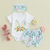 Giyim Setleri VSQWLZT Bebek Kız Kız Paskalya Kıyafetleri Kısa Kollu Romper Pompom Şortları Bloomers Kafa Bandı 3 PCS