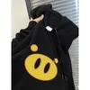 Women's Knits American High Street Fashion Brand Retro Pig Nose Hooded Sweater Autumn And Winter Niche Design Loose Couple Coat