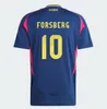 2024 Suède Larsson Jerseys de football pour hommes Équipe nationale rétro Dahlin Brolin Ingesson Accueil Jaune Bleu Chemises de football pour adultes Uniformes Kit pour enfants