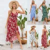 Vestido irregular sexy para mujer, falda de playa floral con tirantes largos