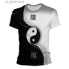 Men's T-Shirts Tai Chi Print T Shirt Traditional Chinese Beliefs Tai Ji Yin Yang Short Slve Eight Trigrams Gossip Graphic Strtwear Top Ts Y240321