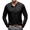 Men's T Shirts Men T-Shirt Tie Dyed Henley Shirt Vintage Solid Color Long Sleeve Button Washed Worn V-Neck