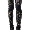 Women Pants Punk Rock Imitation Leather Pencil Pants 240309