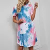 Springsummer Round Neck Tie Dyed Short Sleeve Fashion Women's Loose and Casual Dopamine Dresses for Children