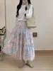 Skirts Elastic Waistband Plaid Fruit Printed Cute Midi Long Skirt Women/Unlined No Lining Skirts/lolita Jk Japanese Korean Kawaii Y2k