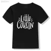 T-shirts Big Little Cousin Print Kids Tshirt Family Matchande syskon Kläder mode kusiner t-shirt toppar avslappnade barn roliga tees ldd240314