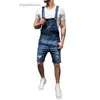 2020 Moda estiva Uomo Jeans strappati Tute Pantaloncini Street Style Distressed Denim Salopette da uomo Casual Bretella Pant