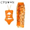 CPUTAN 2024 Sexy 3D Bloem Badpak Rok Zomer Vrouwen Halter Print Badmode Strand Jurk Cover Up Monokini Bad Pak 240311