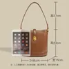 LOERSS Cow Leather Vintage Bucket Bag for Womens Commuting Fashion Shoulder Bag Casual Crossbody Bag Female Niche Handbag 240309