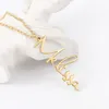 Hangers JewelOra 925 Sterling Zilver Gepersonaliseerde Verticale Cursieve Naamplaat Kettingen Aanpassen Naam Voor Vrouwen