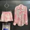 Women's s loose palazzo summer print floral long sleeve sunscreen shirt and shorts twinset 2 pc pants suit SMLXLXXL