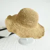 Bérets femmes chapeaux Simple fille chapeau de soleil à large bord disquette été pour la plage Panama paille dôme tissage seau Femme ombre