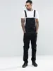 Men's Jeans Women Rompers Overalls One Piece Washing Ankle Length Pencil Pants High Street Pockets Slight Strech Patchwork Solid