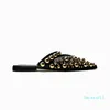 Punk Studs Gladiator Sandalias klippte ihåliga sandaler kausala plattskor Kvinnor Summer Beach Slippers Oxfords Mules Slides Kvinna