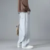 メンズジーンズファッションアメリカンレトロ春秋の黒人男性ハイストリートストレートパンツトレンドプラスサイズのカジュアルルーズゴスワイドレッグ