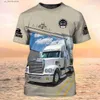 T-shirts voor heren Nieuwe Trucker Shirt Heren T-shirt 3D Truck Print Uniform Korte Slve Tops 2024 Harajuku Kleding Zomer O Hals Oversized Trui Y240314