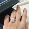 Luxury Band Rings Top Quality S925 Sterling Silver Brand Designer Big Shinning Square Zircon Charm Wedding Ring With Box Party Present For Women Jewelry