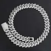 18mm Three Rows Zircon Cuban Chain Thick Trendy Hip Hop Jewelry Full Diamond Men's Necklace