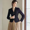 Kvinnors kostymer jacka blazer kvinna skördkläder smala ytterkläder korta fasta rockar för kvinnor svart trend 2024 i koreansk försäljning
