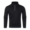 Men's Sweaters Men Solid Color Pullover Sweater Stylish Half-high Collar With Zipper Soft Knitted Warm Casual For Fall