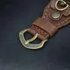 Designer Watch Hand Made Vintage Style Charming Brass Needle Buckle Brown äkta läder Mekanisk klocka Large Dial Handwatch