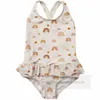 Little Girls Rainbow Polka prickar tryckt i ett stycke Swimsuit Toddler Kids Backless Suspender Badkläder Summer Beach Pool Sport Baddräkter Child Spa Swimming Z7176