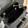 Mochila com padrão de diamante de caviar de couro macio de grande capacidade Bolsas de luxo da moda de alta qualidade Bolsa pequena mochila para mulheres Mochila para mulheres Bolsa de ombro