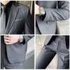 Boutique Solid Color Mens Casual Office Business Suit Three and Two Piece Set Groom Wedding Dress Blazer Waistcoat Trousers 240301