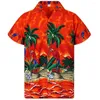 Men's Casual Shirts 2024 Coconut Tree 3D Print Ostrich Beach S-3XL Short Sleeve Fashion Guitar Blouses Hawaiian Clothing