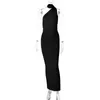 Women's Fashion Summer New Line Sexy Backless Pleated Slim Fit Solid Sleeveless Dress