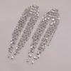 Cuier luxo 57 oversize 208 retangular pedras preciosas de vidro borla brincos jóias para casamento blingbling acessório feminino 240305