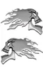 2pcspair 3d Chrome Ghost Fire Skull Head Auto Motorcycle Car Sticker Nakleic