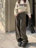 Slergiri Leopard Print 청바지 Womens Y2k 레트로 느슨한 High High High High Waist Casual Wideleg 바지 Harajuku Streetwear 240307