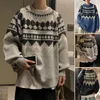 Men's Sweaters Pullovers Men Spring Fall Vintage Casual Style Femme Christmas Jumpers Chic Striped Knitted Sweater Basic Lady Clothing