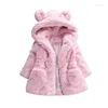 Vestes d'hiver pour bébés filles, manteau polaire en fausse fourrure, veste chaude de concours, combinaison de neige de noël, vêtements d'extérieur à capuche de 1 à 8 ans