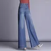 Women's Jeans Spring Autumn High Waist Women Korean Wide Leg Temperament Slim Denim Flare Pants Large Size Female Boot Cut Trousers