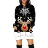 Casual Dresses Women's Hoodies Dress Christmas Elk Pattern Hoody Fashion Sweatshirt Autumn Long Sleeve Pullover Xmas Female Clothing