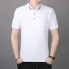 Polo Jeunesse Revers Couleur Unie Soie Glacée Lâche Polo Homme T-shirt À Manches Courtes