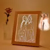 Frame Gepersonaliseerde Aangepaste Houten Fotolijst Fototekst Aangepaste USB LED 3D Lamp Slaapkamer Nachtlampje Huwelijksverjaardag Verjaardag Gi