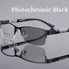Óculos de sol na moda unisex pochromic miopia óculos metal negócio quadrado óculos para homens mulheres inteligente curto míope acabado