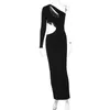 Women's Autumn New Fashion and Sexy Hollow Out One Shoulder Long Sleeved Dress