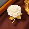 Broches muylinda vintage branco rosa broche para mulher homem luxo resina flor festa de casamento escritório pino acessório presentes