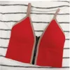 Soutien-gorge de sport sans couture pour femmes, haut tubulaire avec fermeture éclair sur le devant, haut court sexy, beauté au dos, col en v, camisoles, Push Up, Lingerie, débardeur