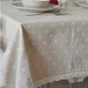 Table Cloth B-90 Tablecloth Daisy Print Dotted Flower Pastoral Cotton Linen Household Cover