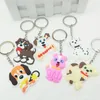 Keychains Wholesale Lovely Silicone Dog Rubber Puppy Shaped Key Chain Soft Pvc Holder Keyrings Gifts