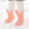 Barn Socks Coral Fleece Baby Girls Socks Nyfödda mjuka söta kanin Baby Socks Winter Style Size S (3m6m9m) och M (12m18m24m) YQ240314