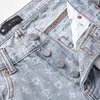 Paarse nieuwe jeans American High Street Trendy Brand Fashion Letter Gedrukte broek jeans